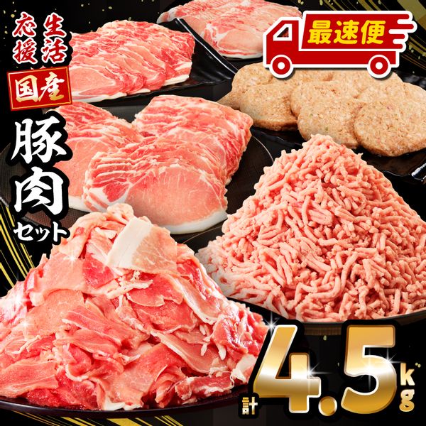 生活応援！大満足豚肉バラエティセット4.5kg 宮崎県宮崎市のサムネイル画像 1枚目