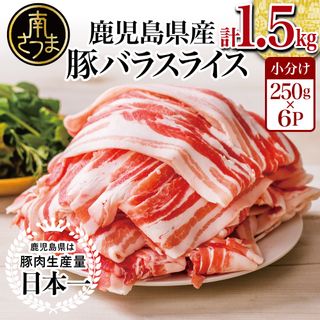 鹿児島県産豚バラスライス 250g×6P（合計1.5kg） 鹿児島県南さつま市のサムネイル画像 1枚目