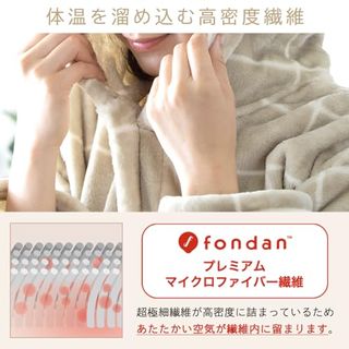 fondan 着る毛布 115cm丈 プレミアムマイクロファイバー フード付き 洗濯可 ネイビー 【プラザセレクト】の画像 3枚目