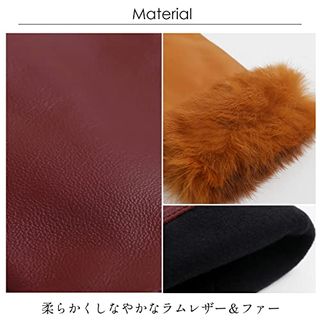 ラム レザー グローブ スマホ対応 手袋 ラビット ファー トリミング レディースの画像 3枚目