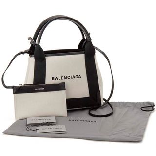 Navy XS カバス　ライトベージュ コットンキャンバス &ブラック カーフスキン BALENCIAGA（バレンシアガ）のサムネイル画像 4枚目