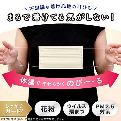 特許取得済 ふわるん N マスク ふつう サイズ ベージュ 30枚入 レック株式会社のサムネイル画像 3枚目