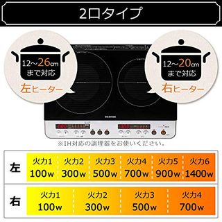 2口IHコンロ IHK-W12Pの画像 2枚目