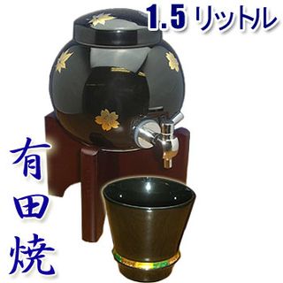 名入れ 有田焼 焼酎サーバー 春秋 1.5L（木台付）の画像 2枚目