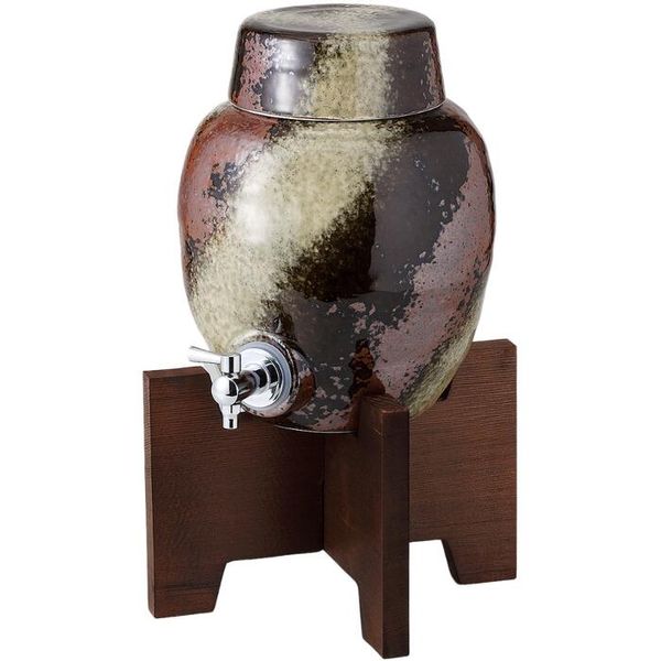 焼酎サーバー 黒伊賀ラジウム 一升サーバー(コルク栓付、木台付)の画像
