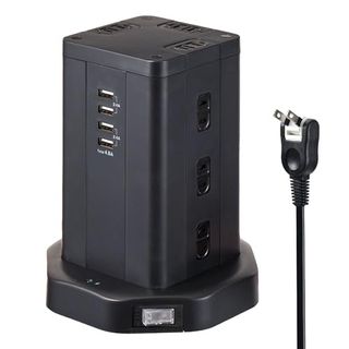 タワー型タップ AC12個口 USB4ポート WBS-TW1204USB(BK) ELPA（エルパ）のサムネイル画像