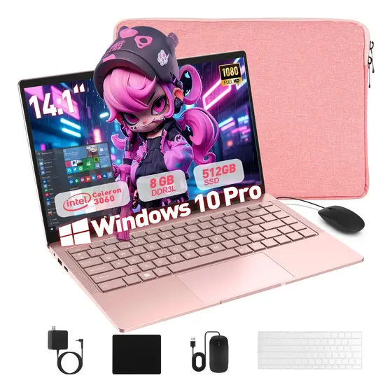 Notebook Yoawes de 14.1" Full HD con Intel Celeron 3060, 8 GB RAM y 512 GB SSD