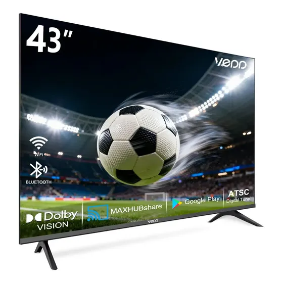 Televisor Vedd 43" Smart TV Android Full HD LED con Dolby 2HDMI y soporte VESA Negro