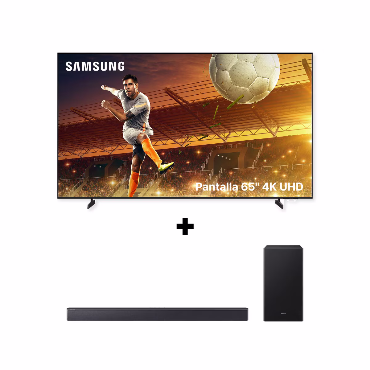 Combo TV Samsung 65" Crystal UHD Smart TV BEF-H + Barra de sonido 2.1Ch B-series con Subwoofer HW-B450F
