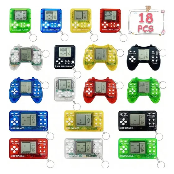 Pack 18 Llaveros Consola Mini Juego Electrónico Portátil 18 Consolas De Videojuegos Miniatura