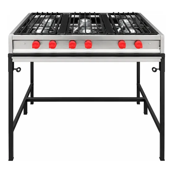 Estufa Industrial Mercainox con Horno, de 6 Quemadores y Acero Inoxidable para Gas LP