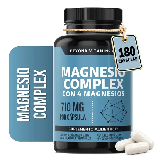 Beyond Vitamins | Magnesio Complex |citrato De Magnesio Polvo, Glicinato De Magnesio, Gluconato De Magnesio Y Óxido De Magnesio | Vitaminas Mujer / Hombre - Magnesium - 180 Cápsulas