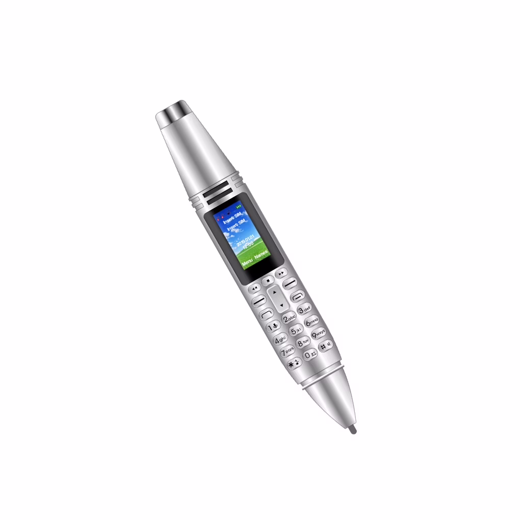 Seitruly Mini teléfono móvil Dispositivo inteligente Suministros digitales Pantalla pequeña Linterna multifuncional Pluma de grabación Electrónica Plata