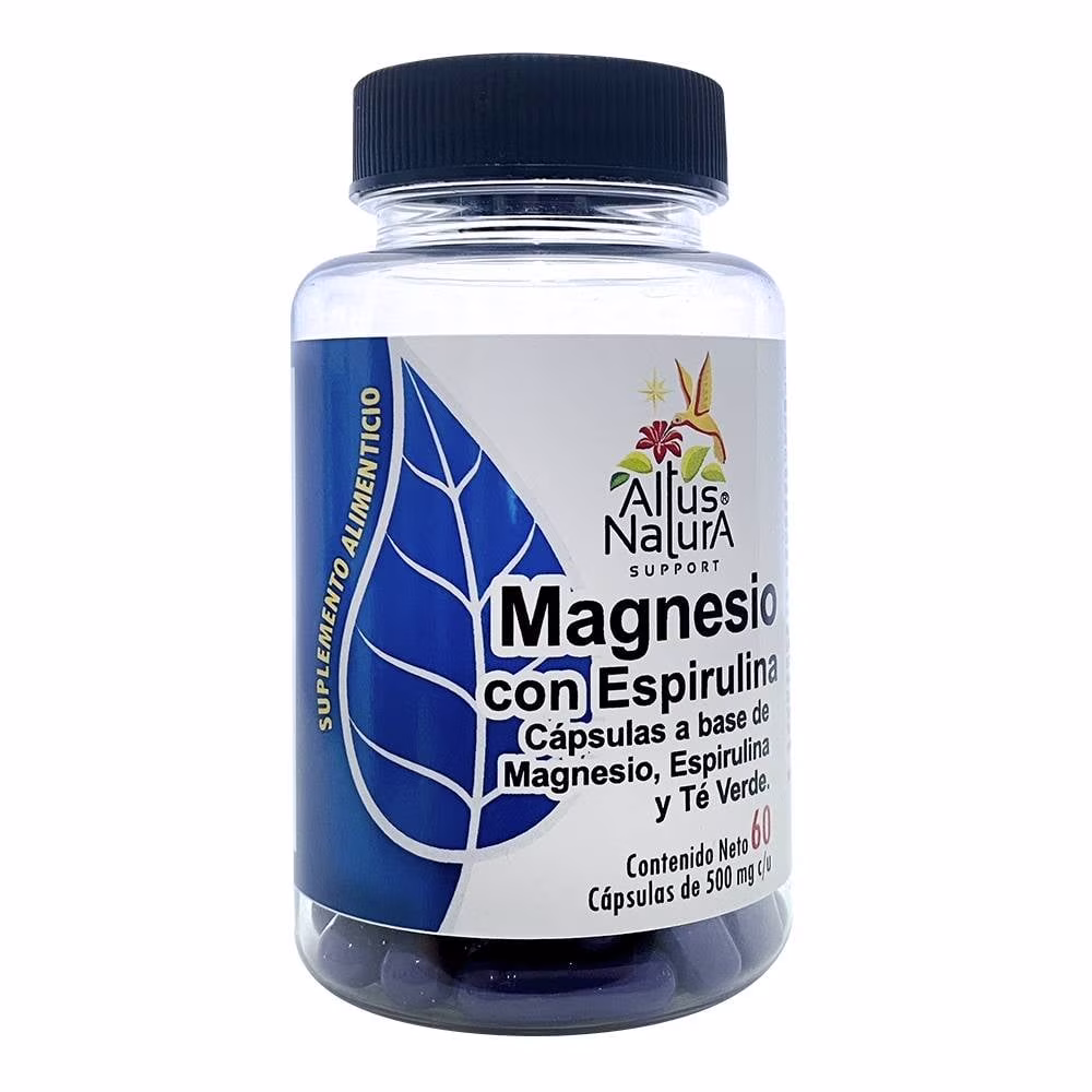 Suplemento alimenticio Altus Natura magnesio + espirulina 60 cápsulas 500 mg
