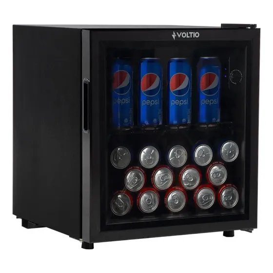 Minibar Voltio de 45 L para Bebidas, con Puerta de Cristal y Estantes de Metal