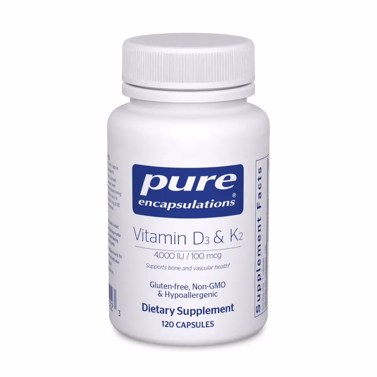 Suplemento de vitamina D3 y K2 de Pure Encapsulations, 120 cápsulas