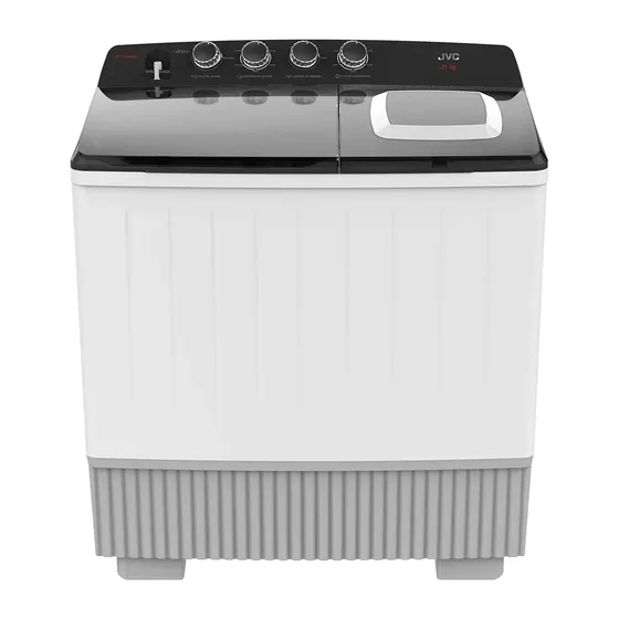 Lavadora Jvc Doble Tina Capacidad 25 Kgs Mod. Jctt2509bk, 4 Niveles De Agua, Tina Y Canastilla Interior En Plástico, 4 Perillas De Control, Carga Superior, Ahorro De Agua, Tapas Color Gris Humo