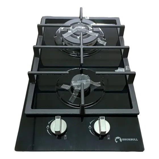 Estufa Gas 2 Quemadores Shorbull Empotrable Parrilla Color Negro