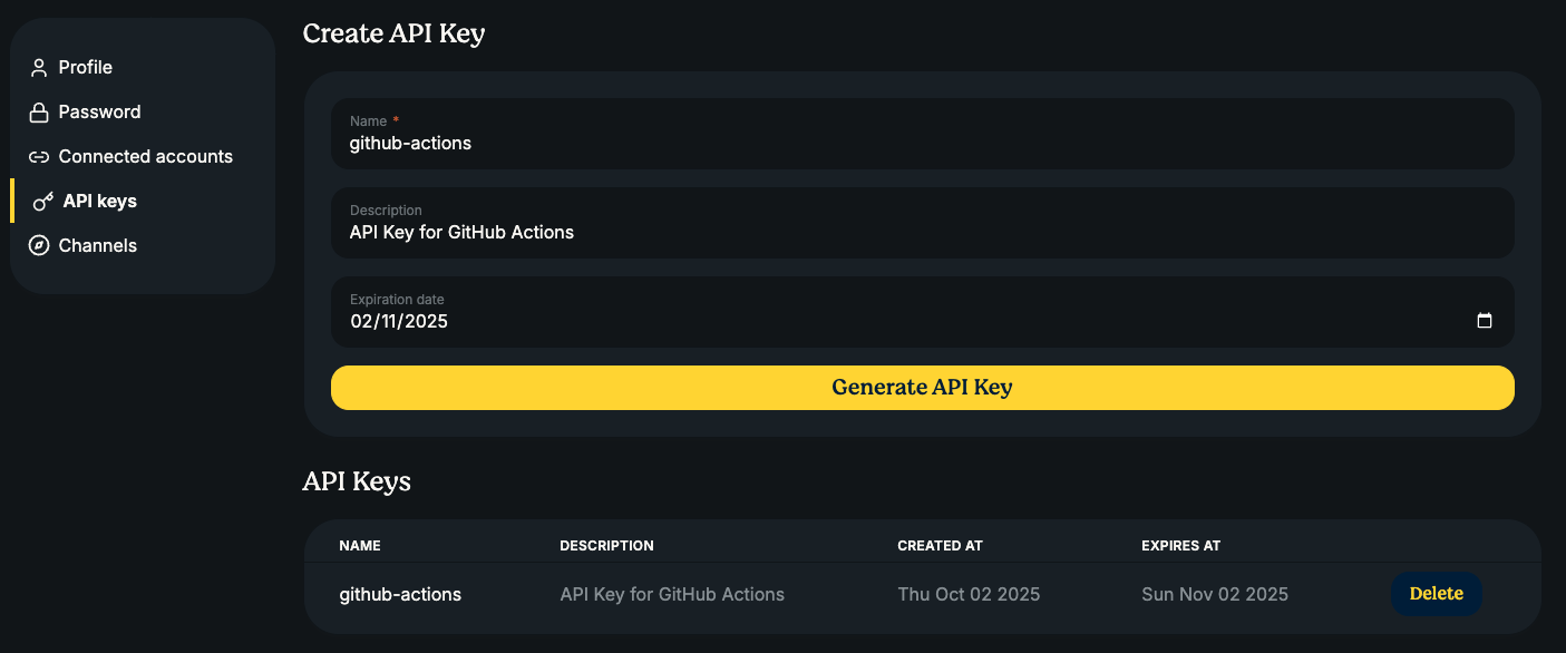 API Key UI