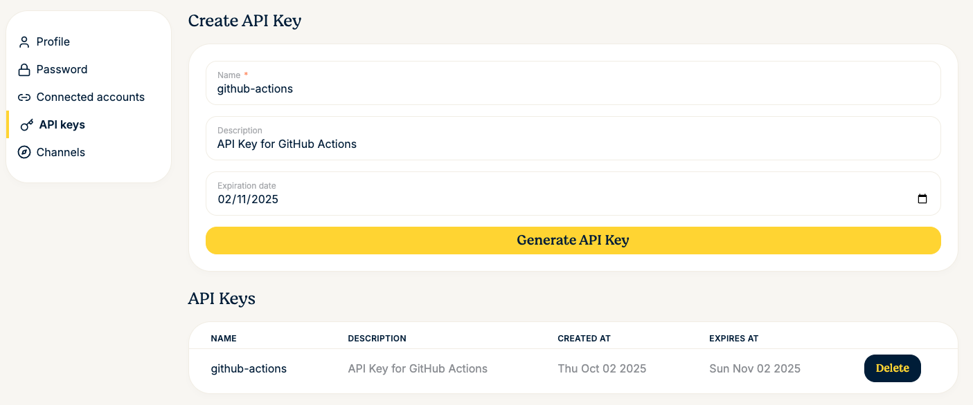 API Key UI