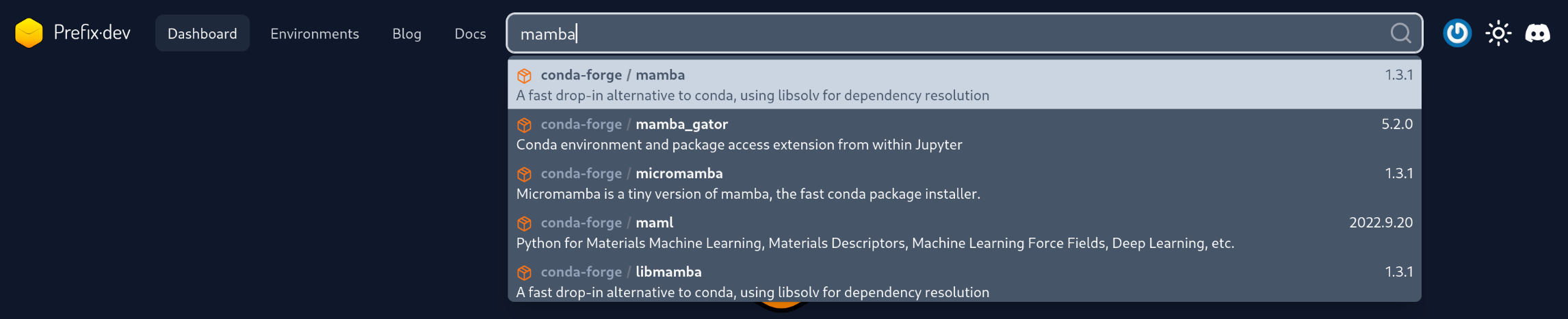 Search mamba in the dashboard