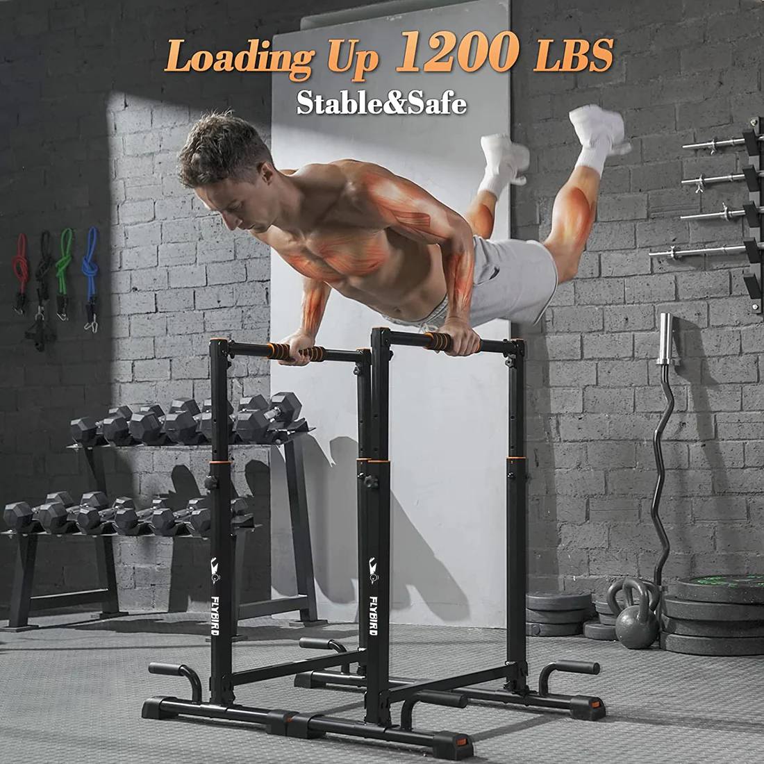 FLYBIRD Adjustable Parallel Dip Bar