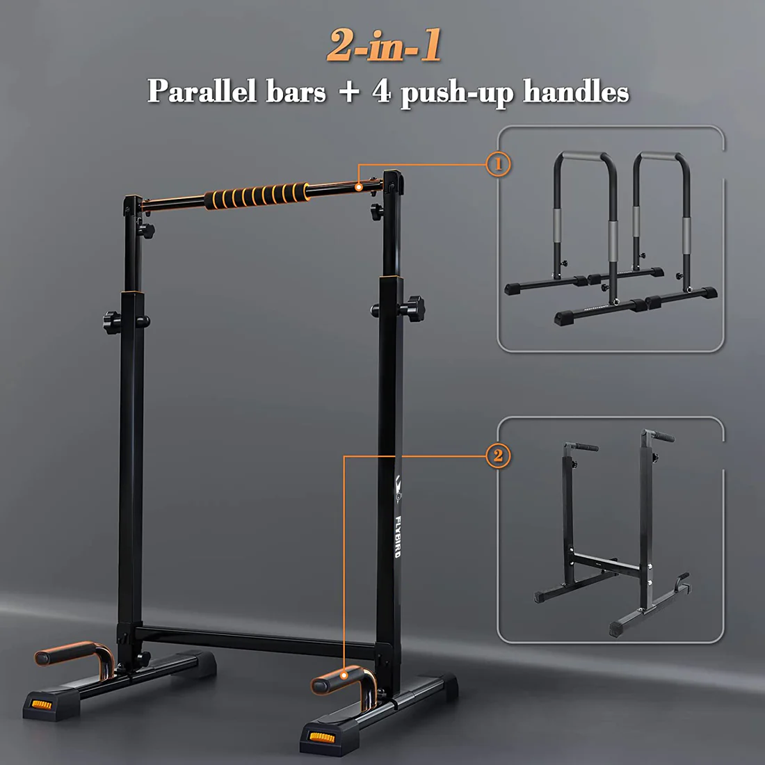 FLYBIRD Adjustable Parallel Dip Bar