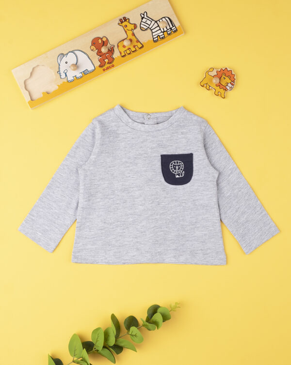 Camiseta de punto "León" gris para niño - Prénatal
