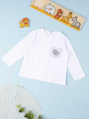 Camiseta de punto "león" blanca para niño - Prénatal