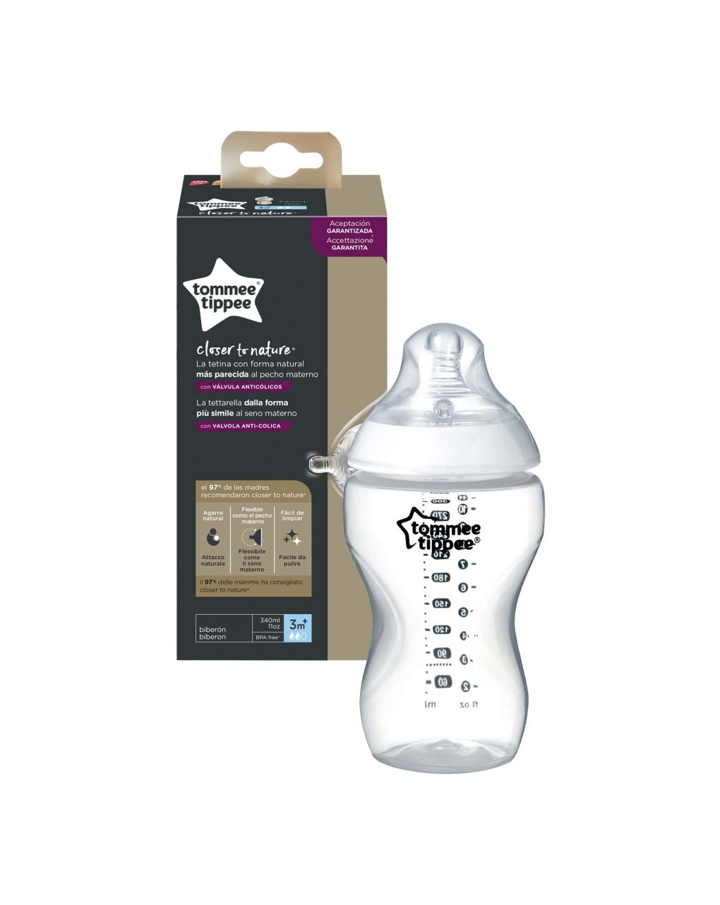Tommee tippee - biberón close to natural 340ml flujo medio - Tommee tippee