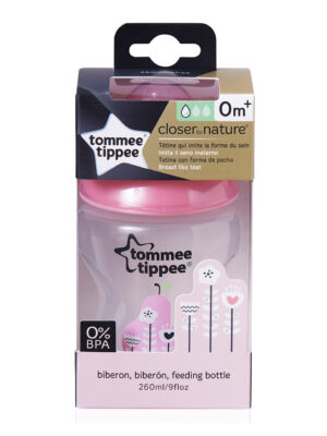 Tommee tippee - biberón close to natural rosa 260ml flujo medio - Tommee tippee