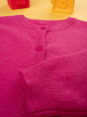 Cárdigan de tricot para niña fucsia - Prénatal