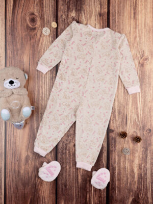Pijama de chenilla beige para bebé niña - Prénatal