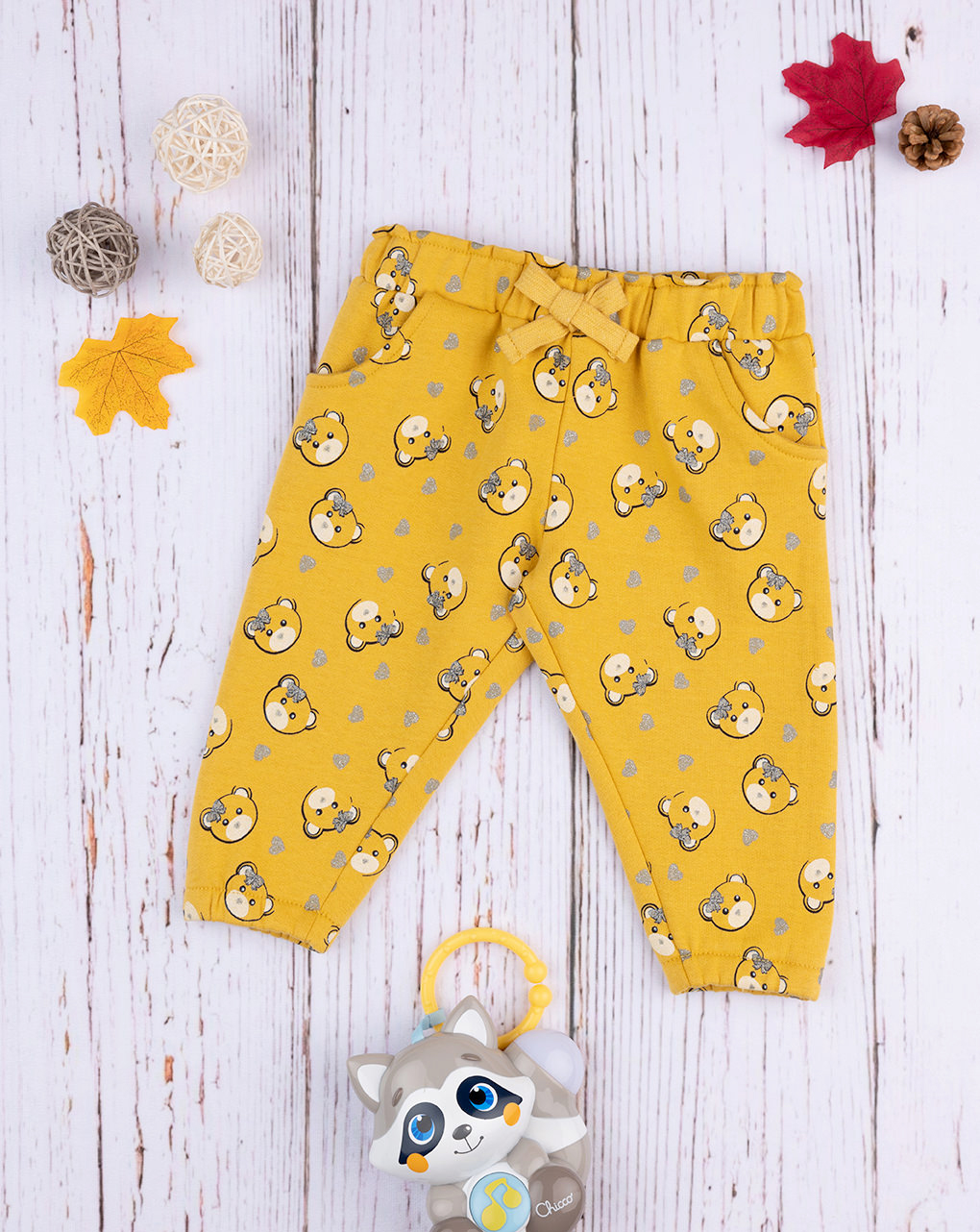 Pantalones "oso" para niña, de color amarillo - Prénatal
