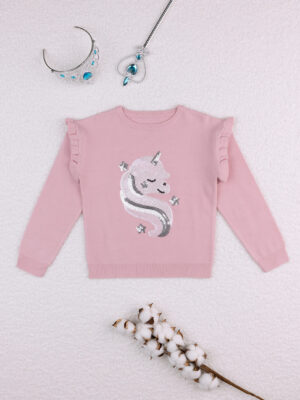 Jersey de tricot de lentejuelas rosa para niña - Prénatal