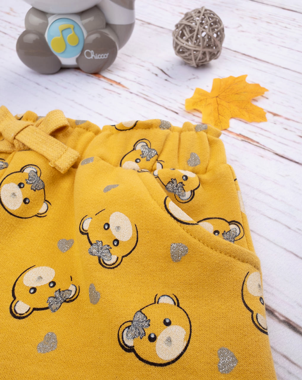 Pantalones "oso" para niña, de color amarillo - Prénatal