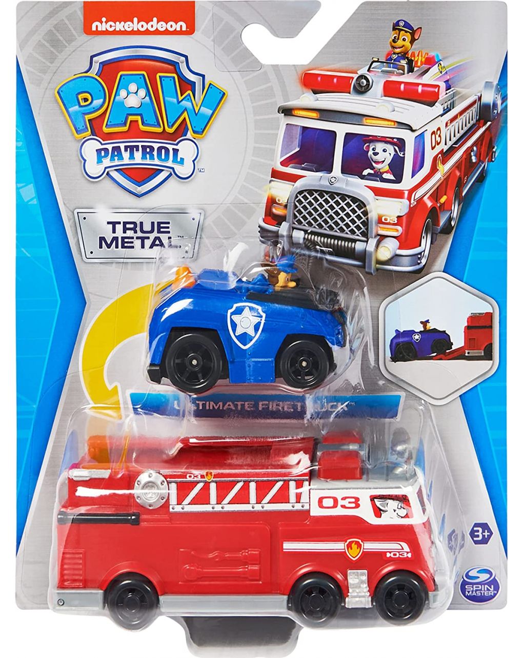 Camión de bomberos y coche patrulla true metal - paw patrol - Paw Patrol