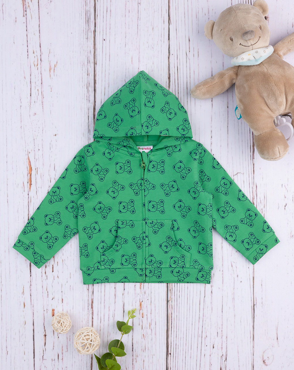 Felpa bimbo verde "teddy" - Prénatal