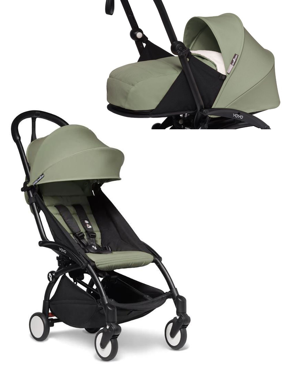 Silla de paseo duo yoyo² con chasis black con revestimiento y capazo blando olive 6+ - babyzen - BABYZEN