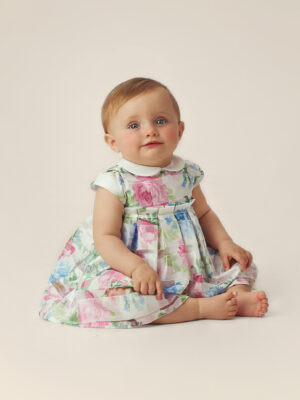 Vestido de bebé niña en tejido devoré floral - Prénatal