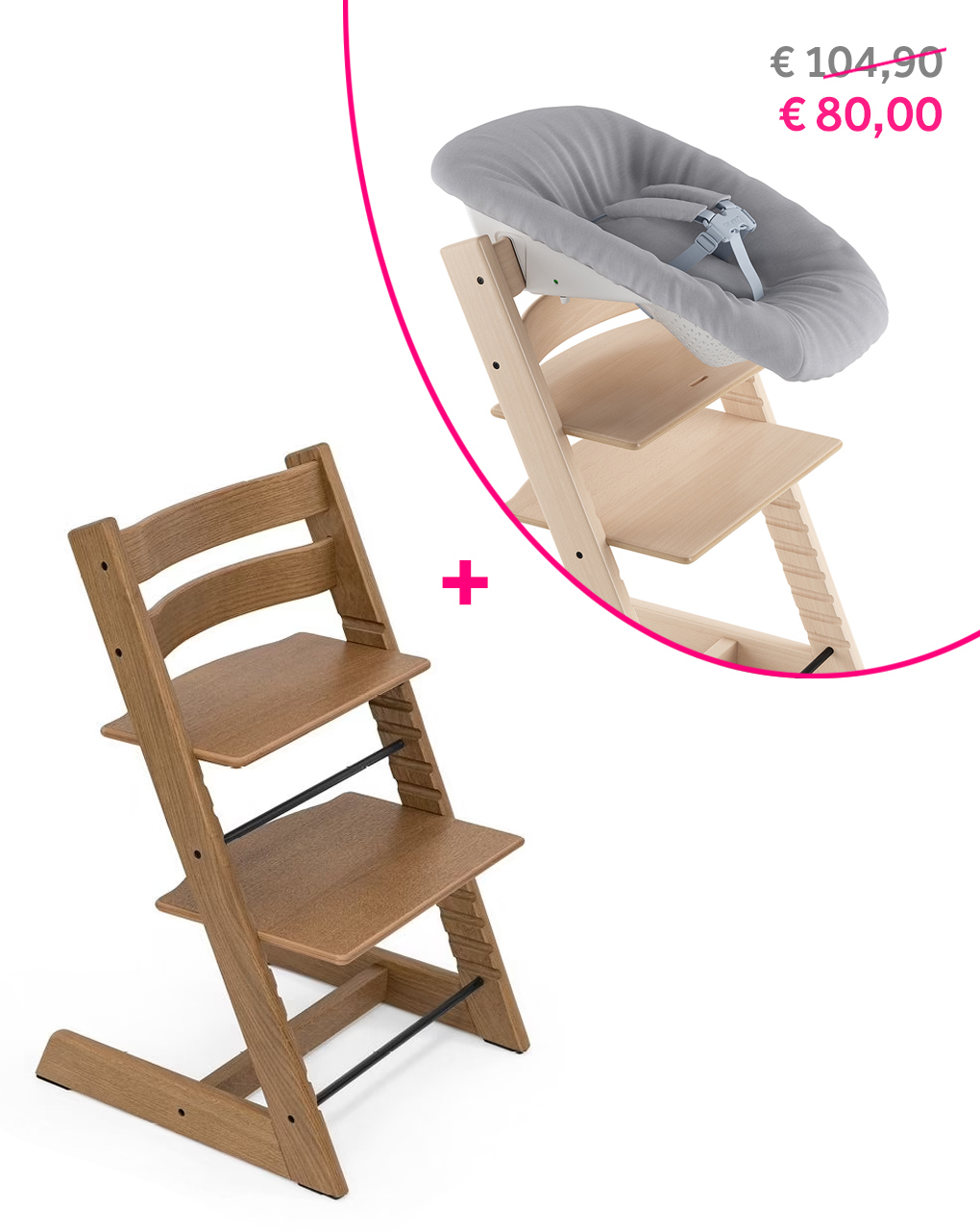 Tripp trapp oak brown + newborn set a un precio especial -