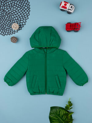 Chaqueta ligera de plumón verde con capucha para bebé - Prénatal
