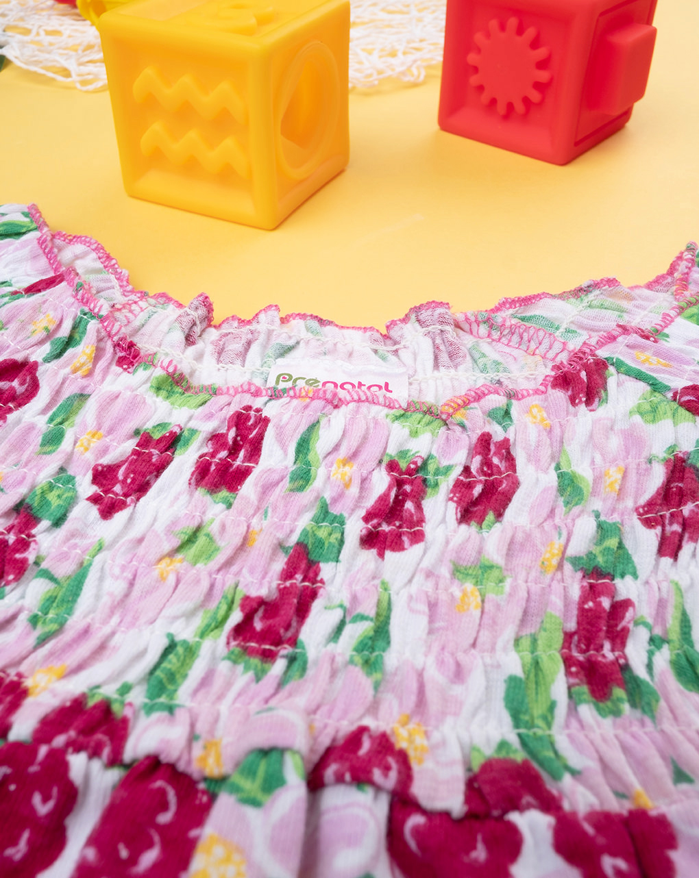 φόρεμα σφηκοφωλιά με λουλουδάκια για κορίτσι - Prénatal