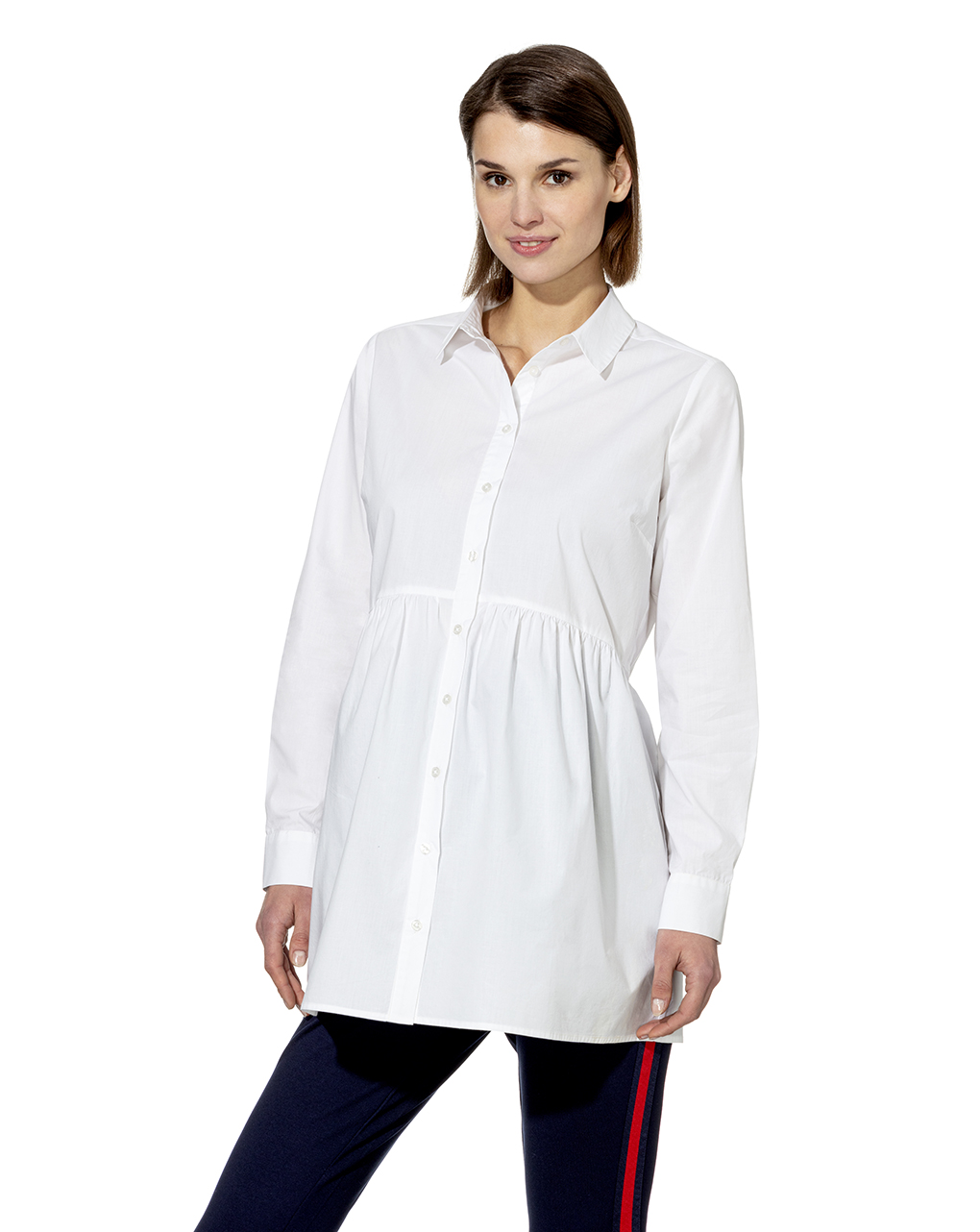 γυναικείο πουκάμισο κλασικό μακρύ λευκό - Prénatal