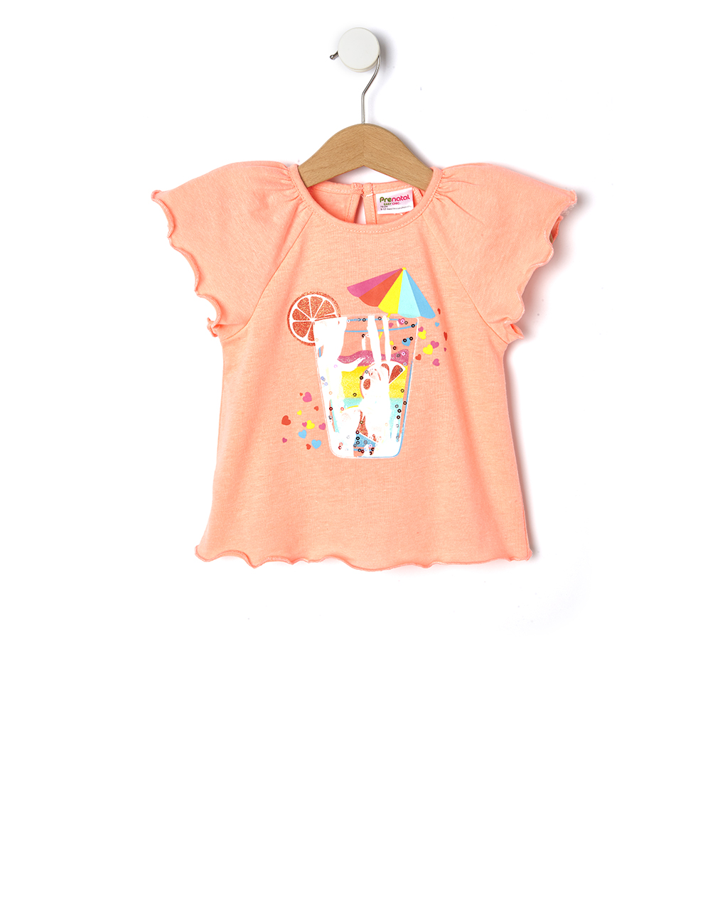 T-shirt κοραλί με στάμπα για κορίτσι
