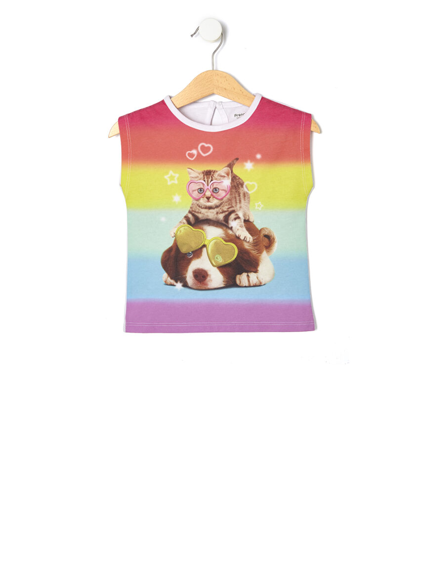 T-shirt αμάνικο πολύχρωμο με στάμπα για κορίτσι - Prénatal