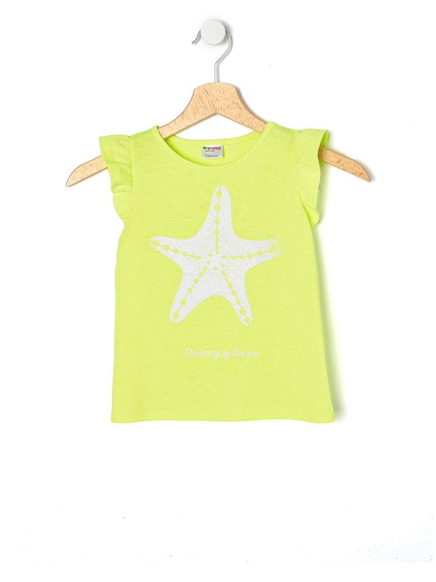 T-shirt jersey fluo με στάμπα αστερία για κορίτσι - Prénatal