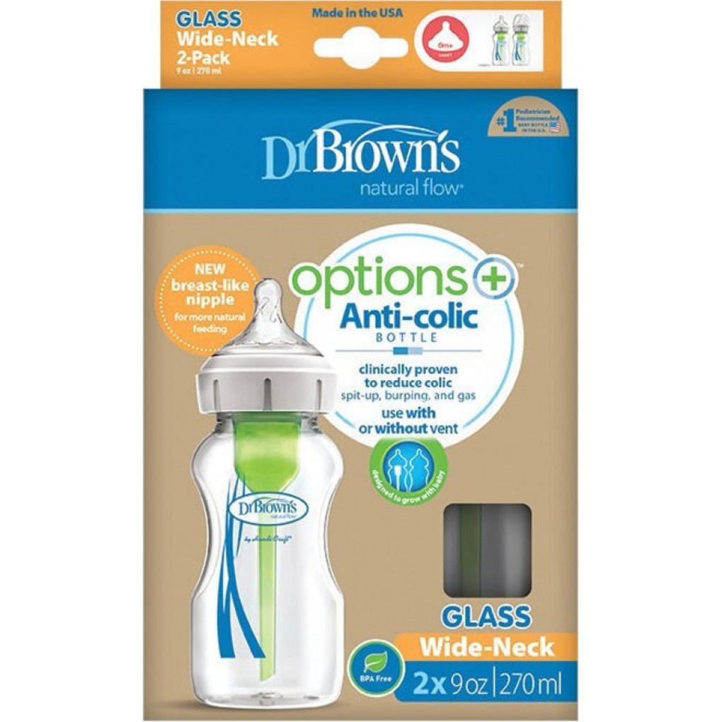 γυάλινο μπιμπερό options 270 ml 2τμχ - Dr Browns