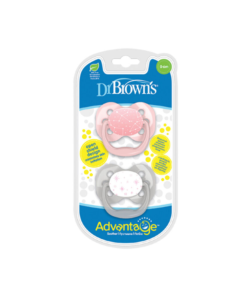 Dr. brown's - πιπίλα σιλικόνης advantage girl 0-6m, 2τμχ - Dr Browns