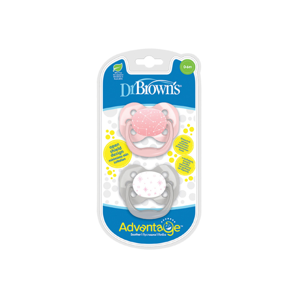 Dr. brown's - πιπίλα σιλικόνης advantage girl 0-6m, 2τμχ - Dr Browns